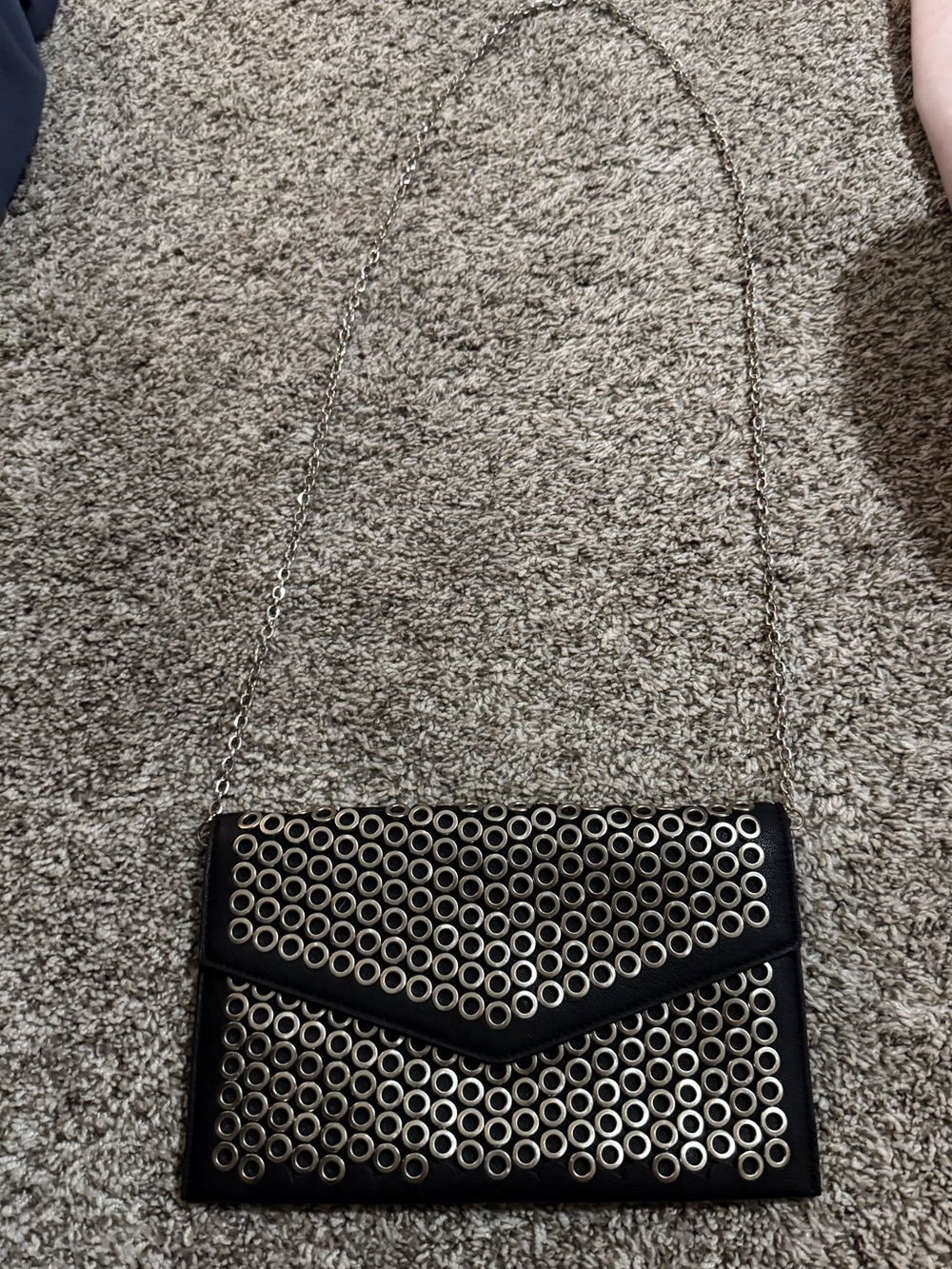 Urban Expressions Black Grommet Envelope Clutch with Chain
